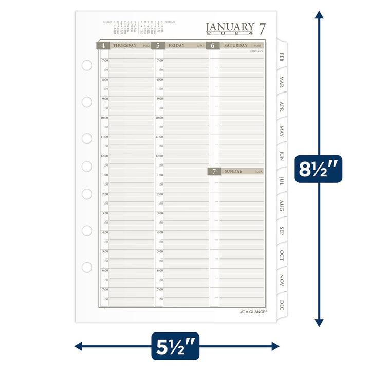 AT-A-GLANCE 2024 Weekly & Monthly Planner Refill, 5-1/2" x 8-1/2", Desk Size, Column Style, Loose-Leaf (481-485-24) Size 4 Column Style 2024 Old Edition