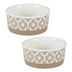 Bone Dry Lattice Collection Pet Bowl & Canister, Small Set, 4.25x2 inches, Stone, 2 Piece Small Set, 4.25x2"