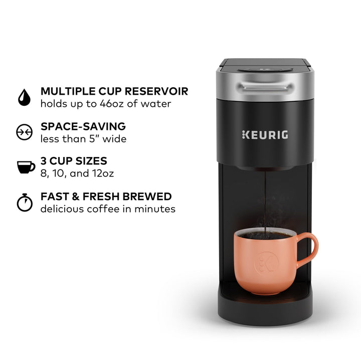 Keurig K-Slim Single Serve K-Cup Pod Coffee Maker, Multistream Technology, 3 Brew Sizes, Slim and Sleek Design, 46oz Removable Reservoir, Black