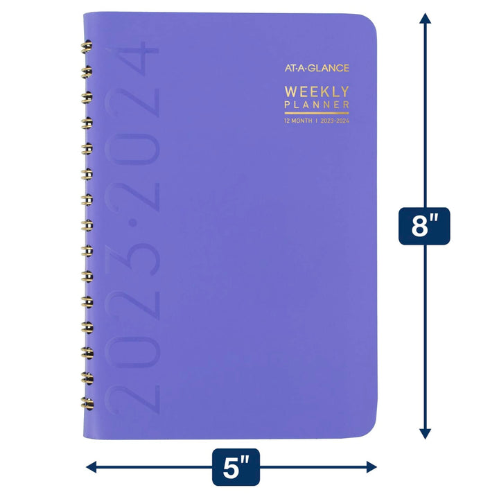 AT-A-GLANCE 2023-2024 Academic Planner, Weekly & Monthly, 5" x 8", Small, Monthly Tabs, Pocket, Flexible Cover, Contemporary, Purple (70101X1824) 2023-2024 New Edition