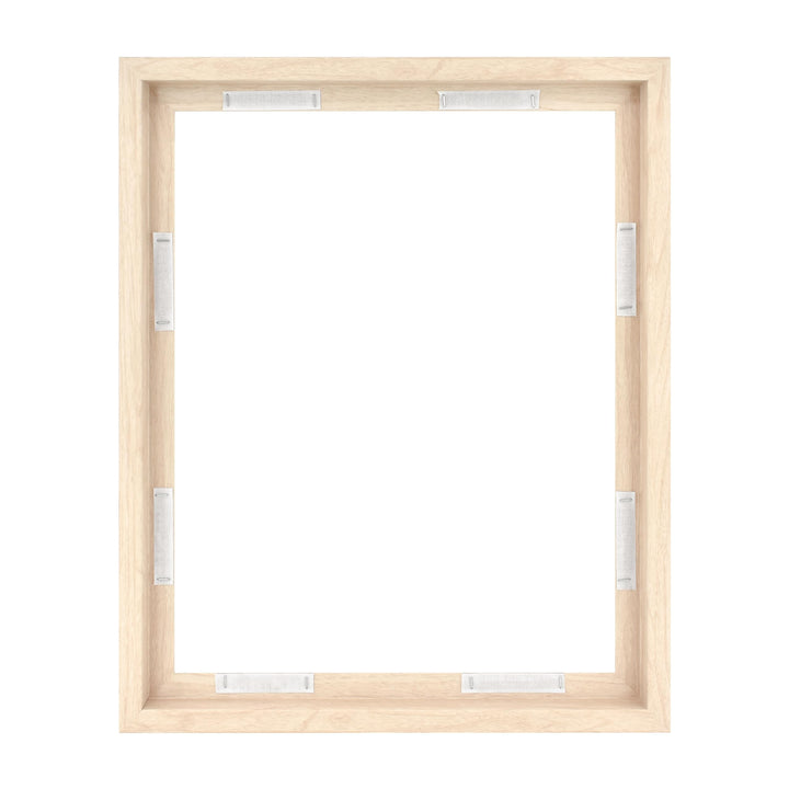 MCS Floating Frame with Canvas Included, Art Frames for Canvas Paintings with Adhesive Fasteners and Hanging Hardware, Walnut Woodgrain, 18 x 24 Inch 18x24