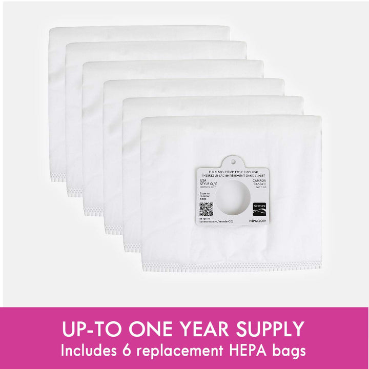 Kenmore 53292 Type Q HEPA Replacement Dust Bags for Canister Vacuum 81214, 81414, 81714, 21814, BC2005, BC3005, 81615, BC7005, 6 Count (Pack of 1) Paper