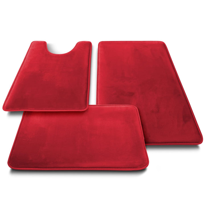 Clara Clark 2 Piece Bathroom Rugs Bath Mat Set, Velvet Memory Foam Bath Mats for Bathroom - Non-Slip, PVC Backing Bath Rugs, Washable Bathroom Rug Mats - Dries Quickly, Bathroom Rug Set - Burgundy Solid 2 Piece Set Burgundy Red