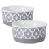 Bone Dry Lattice Pet Bowl, Removable Silicone Ring Creates Non-Slip Bottom for Secure Feeding & Less Mess, Microwave & Dishwasher Safe, Small Set, 4.25x2", Gray, 2 Count