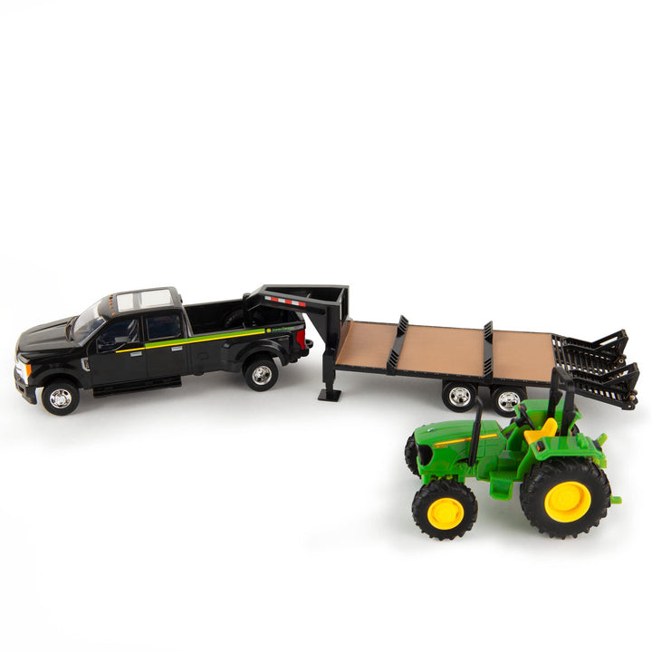 1/32 John Deere 5075E 2017 Ford F-350 and 5th Wheel Trailer Imaginative Play for Ages 3 to 12