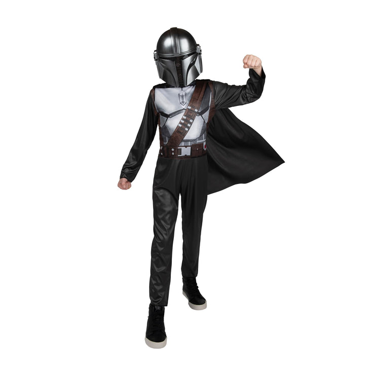 STAR WARS The Mandalorian Official Youth Halloween Costume - Printed Jumpsuit with Plastic Mask Medium