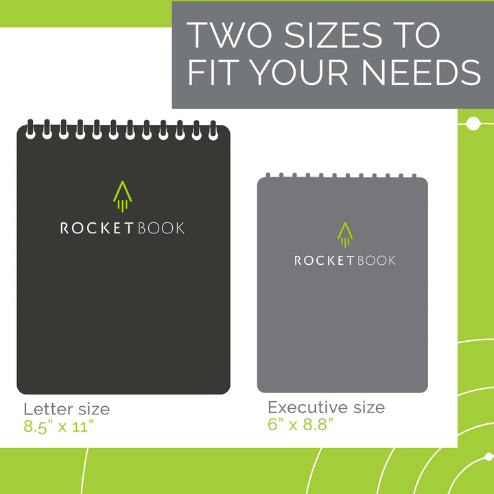 Rocketbook Smart Reusable Notebook, Flip Letter Size Spiral Notebook, Infinity Black, (8.5" x 11")