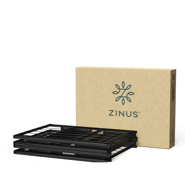 ZINUS Rumi 14in Easy SmartBase® Mattress Foundation, Sturdy Metal Bed Frame, No Box Spring Needed, Eco Friendly Packaging, Full Black Basic Assembly