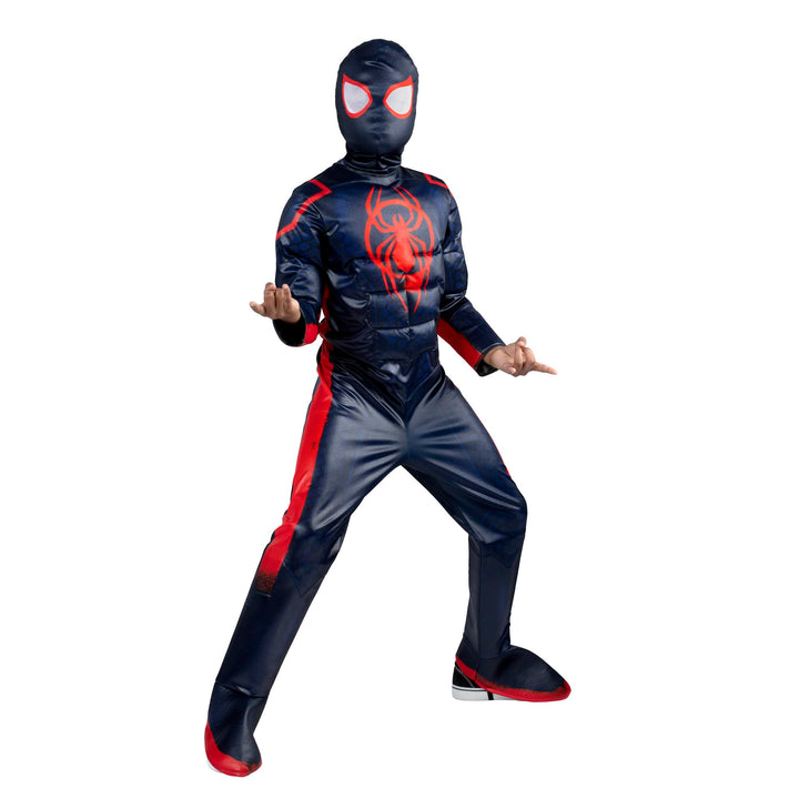 Marvel Integrated Spider-Man Official Youth Deluxe Zentai Costume - Stretch Spandex with Hidden Zippers and Wrist Slits Large