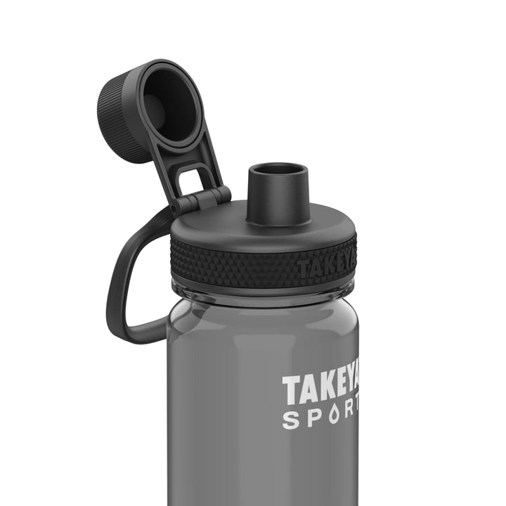 Takeya Sport 24 oz Tritan Plastic Water Bottle with Spout Lid, Premium Quality, BPA Free, Grand Slam Black