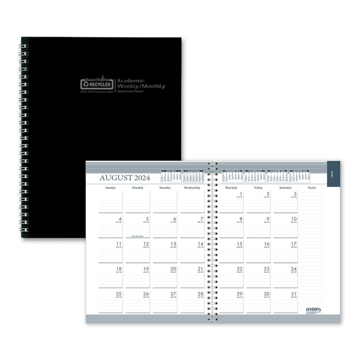 2024-2025 House of Doolittle 7-inch x 9-inch Academic Weekly & Monthly Planner, Leatherette Cover, Black (295532-25)