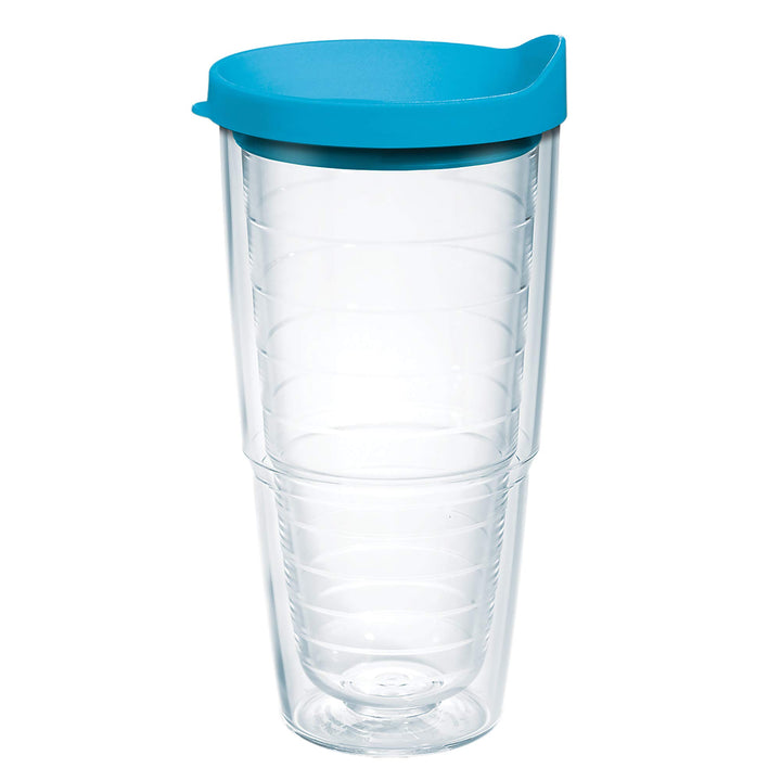 Tervis Clear & Colorful Lidded Made in USA Double Walled Insulated Tumbler Travel Cup Keeps Drinks Cold & Hot, 24oz, Turquoise Lid