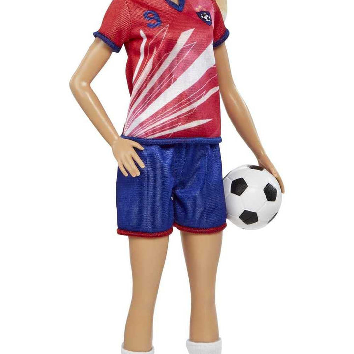 Barbie Soccer Fashion Doll with Blonde Ponytail, Colorful #9 Uniform, Cleats & Tall Socks, Soccer Ball Multicolor