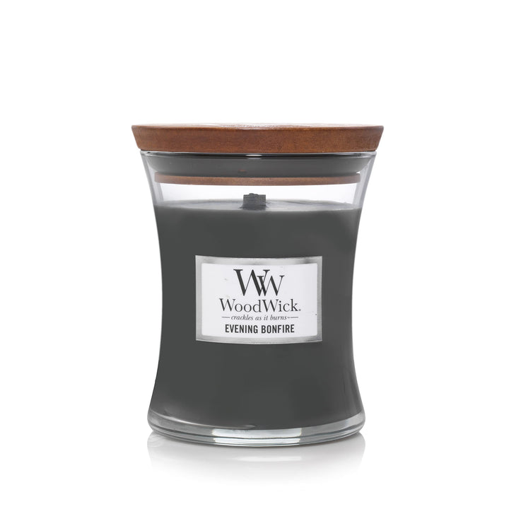 WoodWick Evening Bonfire (9.7 oz.) and Sand & Driftwood (9.7 oz.) Medium Hourglass Candles