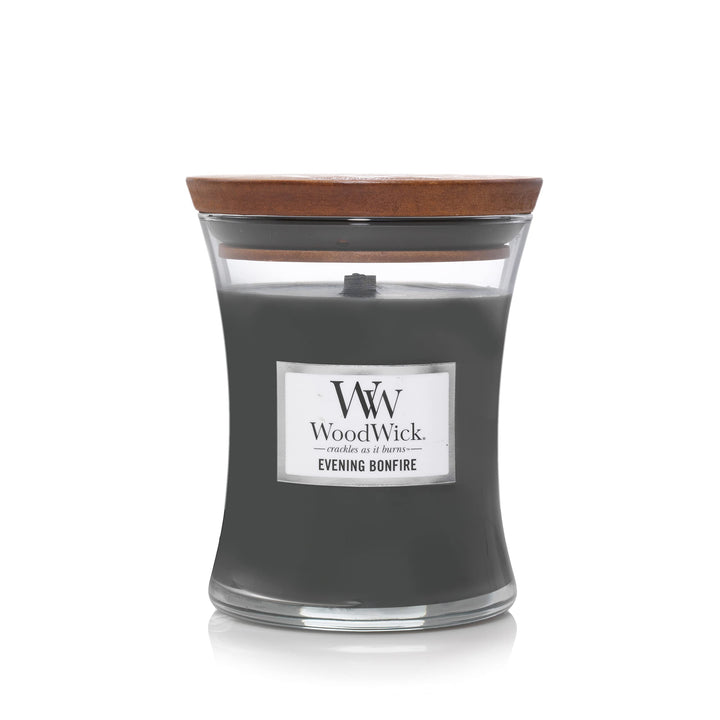 WoodWick Pumpkin Butter Hourglass Candle, 9.7 oz., Medium & Medium Hourglass Candle, Evening Bonfire - Premium Soy Blend Wax