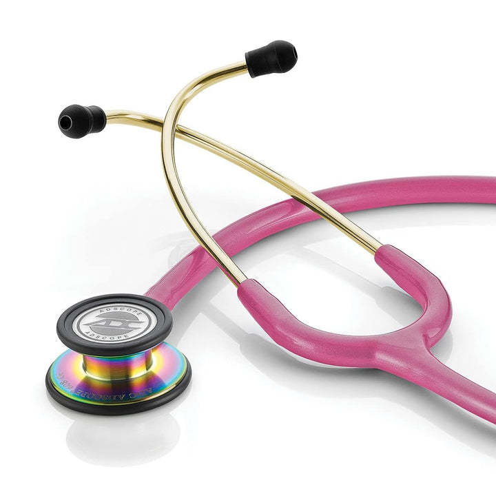 ADC Adscope 608 Premium Convertible Clinician Stethoscope with Tunable AFD Technology, Adult Diaphragm and Adult Bell or Pediatric Diaphragm, 31 inch Length, Iridescent Metallic Raspberry