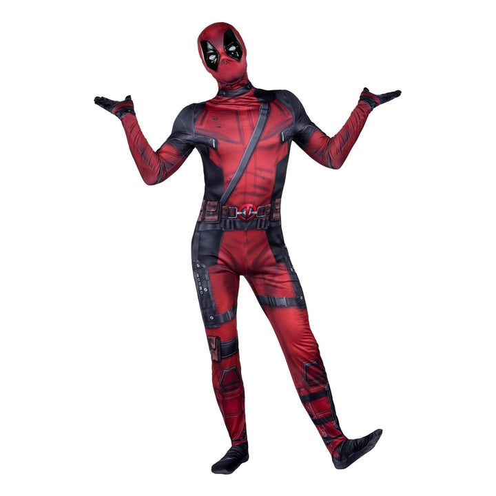 MARVEL Deadpool Official Adult Deluxe Zentai Halloween Costume - Stretch Spandex with Wrist Slits Medium