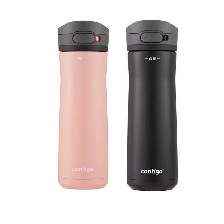 Contigo Jackson Chill 2.0 Vacuum-Insulated Stainless Steel Water Bottle, Secure Lid Technology for Leak-Proof Travel, Keeps Drinks Cold for 12 Hours, 20oz 2-Pack, Pink Lemonade & Licorice 20oz 2 Pack