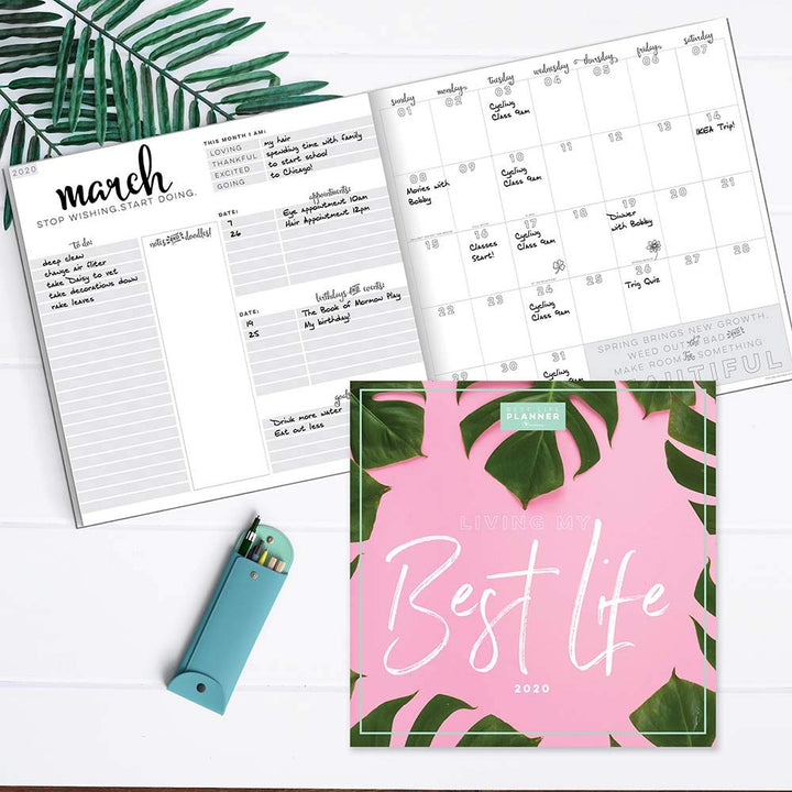 2020 Living Leaves Best Life Large Monthly Goal and Reflection Oversized Desk Planner