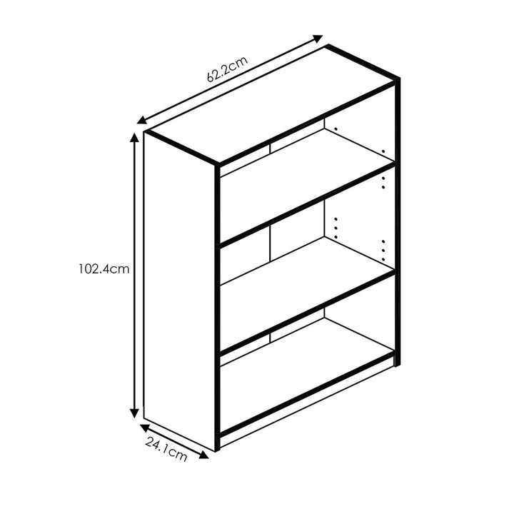 FURINNO JAYA Simple Home 3-Tier Adjustable Shelf Bookcase, Pink