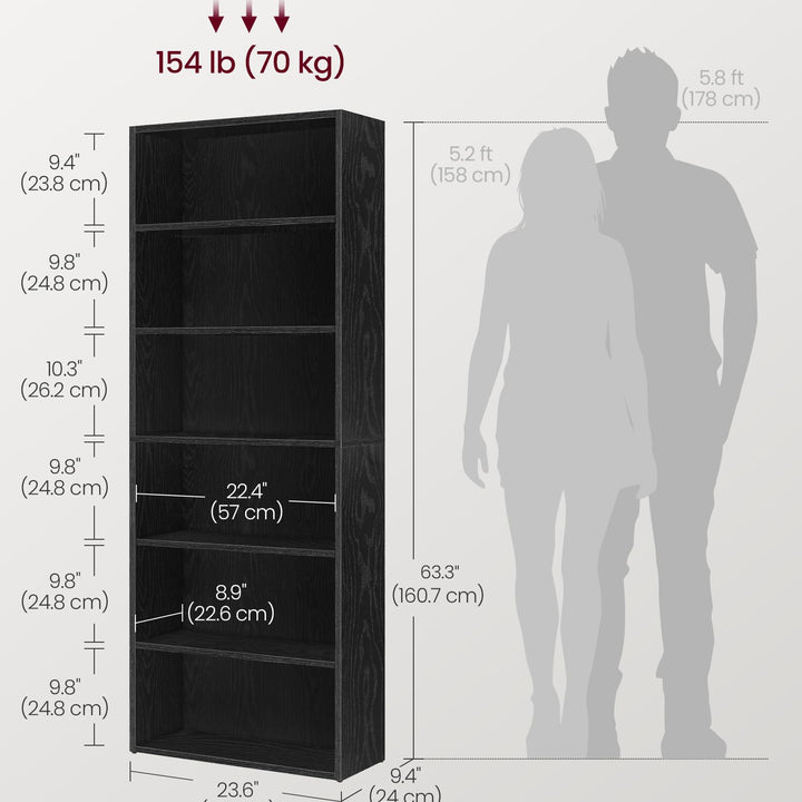 VASAGLE Bookshelf, 23.6 Inches Wide, 4-Tier Open Bookcase with Adjustable Storage Shelves, Floor Standing Unit, Cloud White ULBC164T14 1 Pack 4 Tiers (23.6"W x 42.4"H)