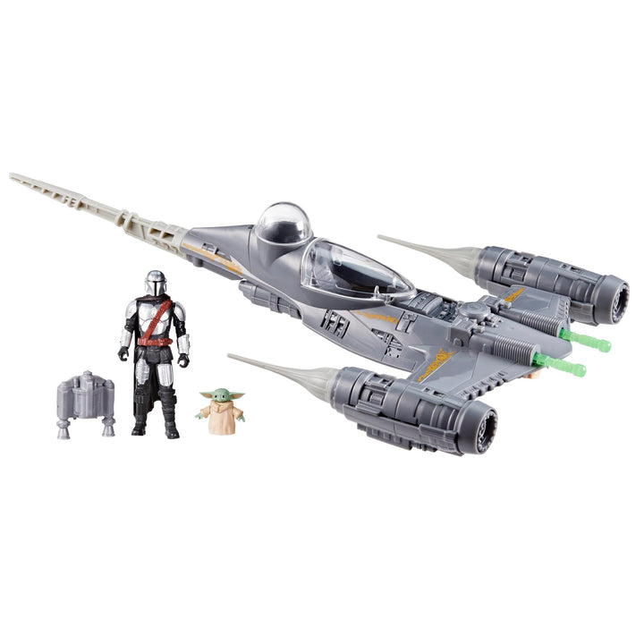 STAR WARS Epic Hero Series The Mandalorian's N-1 Starfighter Ship, 4-Inch Scale Grogu & Mandalorian Action Figures, Toys for Boys & Girls Ages 4+