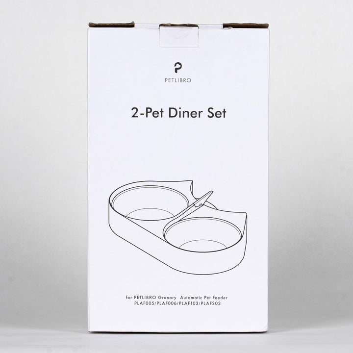 Pet Food Splitter with Stainless Steel Bowls, Automatic Cat Feeder Bowls for Two Cats or Dogs, Suitable for PETLIBRO Automatic Cat Feeder PLAF005, PLAF006, PLAF103, PLAF203, White