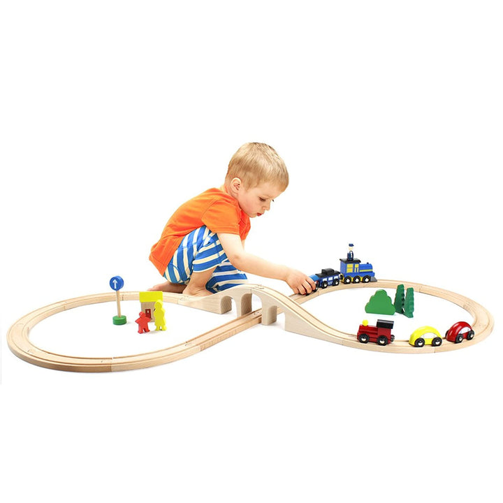 4-Piece 3.5" Curved Wooden Train Track Value Booster Pack - Compatible with All Major Toy Train Brands by Conductor Carl