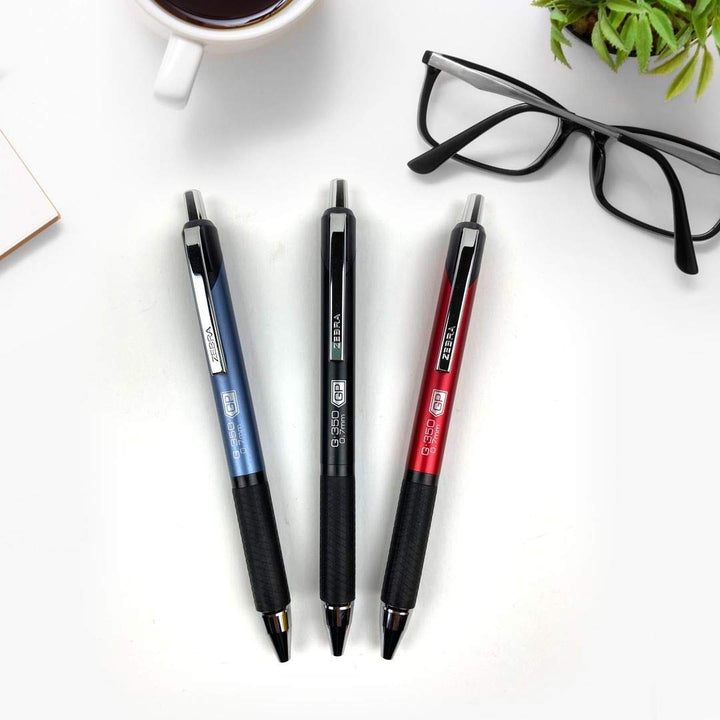 Zebra Pen G-350 Retractable Gel Pen, Medium Point, 0.7mm, Space Black Barrel, Black Rapid Dry Ink, 12 Pack, Model: 40710