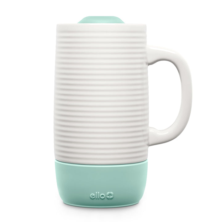 Ello Jane 18oz Ceramic Travel Mug with Handle, Splash-Resistant Slider Lid and Built-in Coaster, Perfect for Coffee and Tea, BPA Free, Dishwasher Safe Yucca