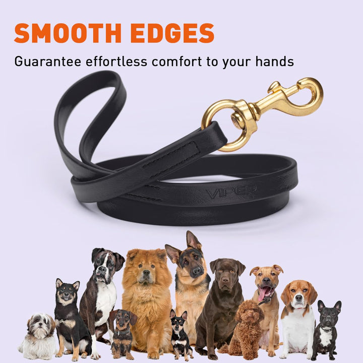 Viper Biothane Working Lead for Dogs 6ft, Black W 3/4" - L 6'