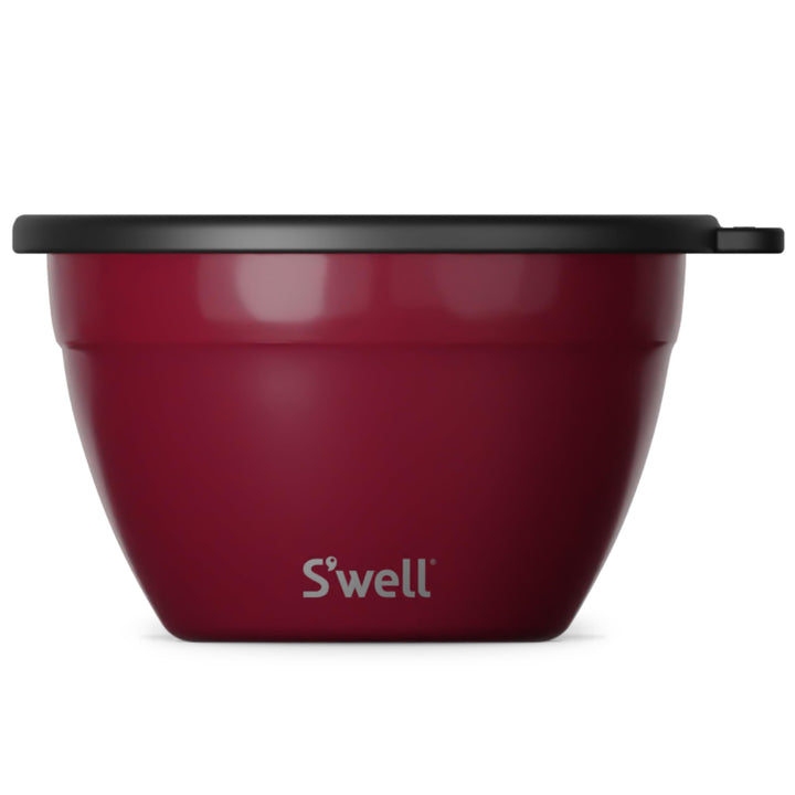 S'well Stainless Steel Salad Bowl Kit 64oz, Wild Cherry, Comes with 2oz Mini Canister and Removable Tray for Organization, Leakproof, Easy to Clean, Dishwasher Safe 64 oz