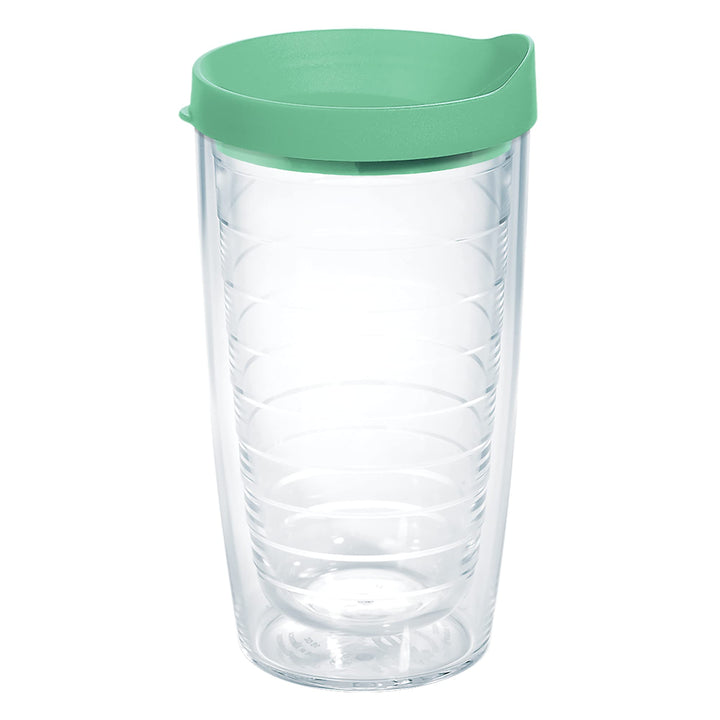 Tervis Clear & Colorful Lidded Made in USA Double Walled Insulated Tumbler Travel Cup Keeps Drinks Cold & Hot, 16oz, Mangrove Green Lid