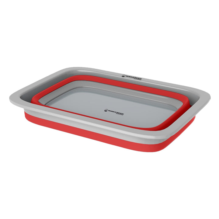 Collapsible Cleaning Caddy - Portable Multi-use Wash Basin, Dish Tub, or Ice Bucket with 7.27L Capacity for Camping and Tailgating by Wakeman (Red)