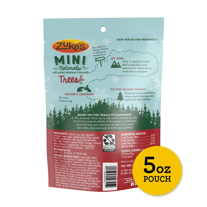 Zuke’s Mini Naturals Trees Soft And Chewy Bites, Bag Of Training Treats For Dogs, Turkey And Cranberry Recipe - 5 oz. Bag