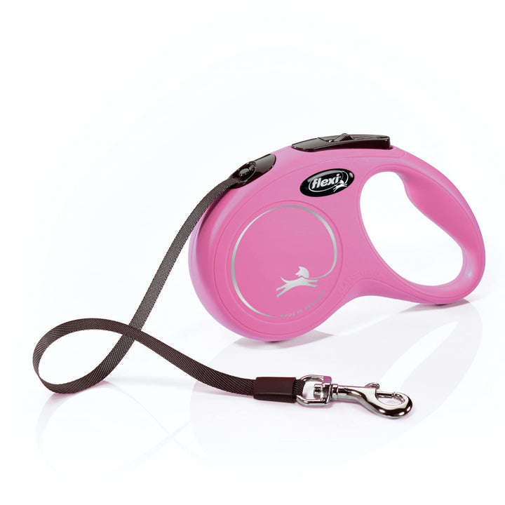 FLEXI New Classic Retractable Dog Leash (Tape), 16 ft, Small, Pink Small - 16 ft
