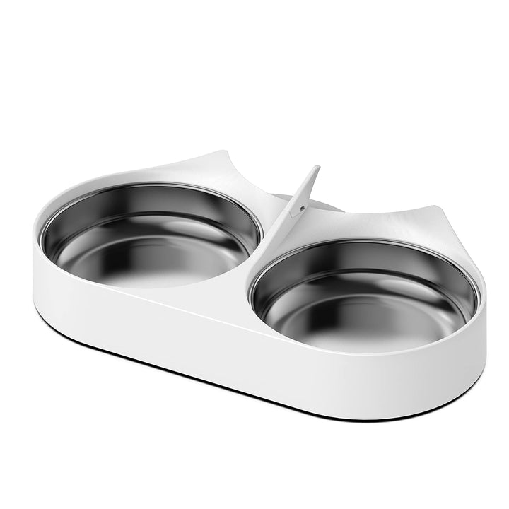 Pet Food Splitter with Stainless Steel Bowls, Automatic Cat Feeder Bowls for Two Cats or Dogs, Suitable for PETLIBRO Automatic Cat Feeder PLAF005, PLAF006, PLAF103, PLAF203, White