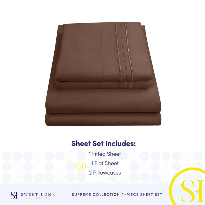 Full Size Sheet Sets - Breathable Luxury Sheets with Full Elastic & Secure Corner Straps Built In - 1800 Supreme Collection Extra Soft Deep Pocket Bedding Set, Sheet Set, Full, Taupe