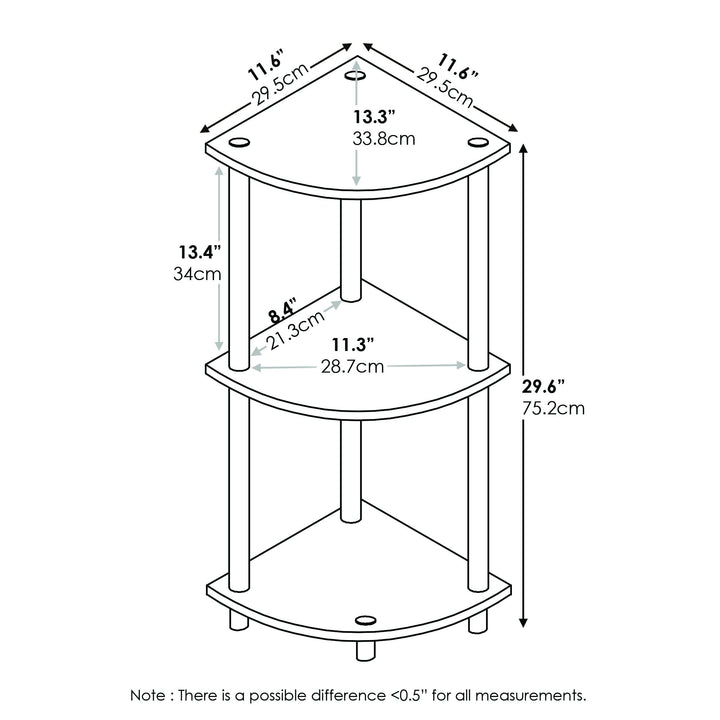 Furinno Turn-N-Tube 4-Tier Corner Display Rack Multipurpose Shelving Unit, Dark Brown Grain/Black 4-Tier Round Tube