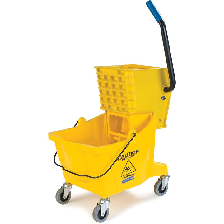 WEN 3-Shelf Janitorial Cart and 26-Quart Carlisle Mop Bucket with Side-Press Wringer Bundle Cart + Bucket