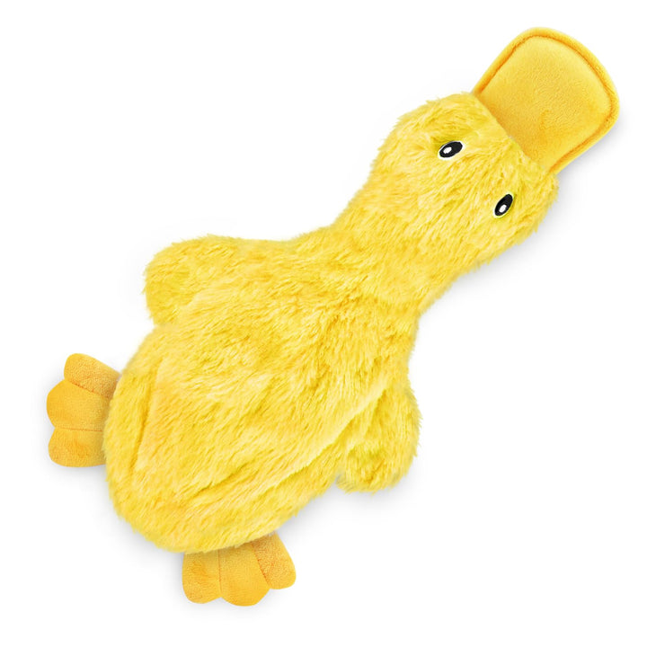 Best Pet Supplies Crinkle Dog Toy for Small, Medium, and Large Breeds, Cute No Stuffing Duck with Soft Squeaker, Fun for Indoor Puppies and Senior Pups, Plush No Mess Chew - White, Yellow & Green