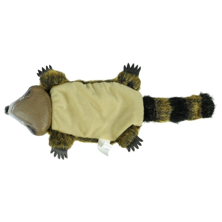 Hyper Pet Real Skinz Plush Dog Toy with Squeaker, Raccoon Brown Large