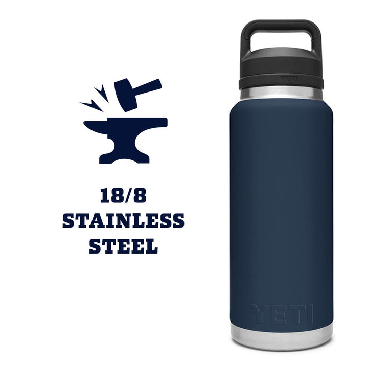 YETI Rambler 36 oz Bottle, Vacuum Insulated, Stainless Steel with Chug Cap, Navy