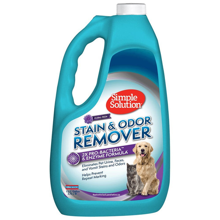 Simple Solution Pet Stain and Odor Remover | Enzymatic Cleaner with 2X Pro-Bacteria Cleaning Power | Floral Fresh, 1 Gallon 128 Fl Oz (Pack of 1)