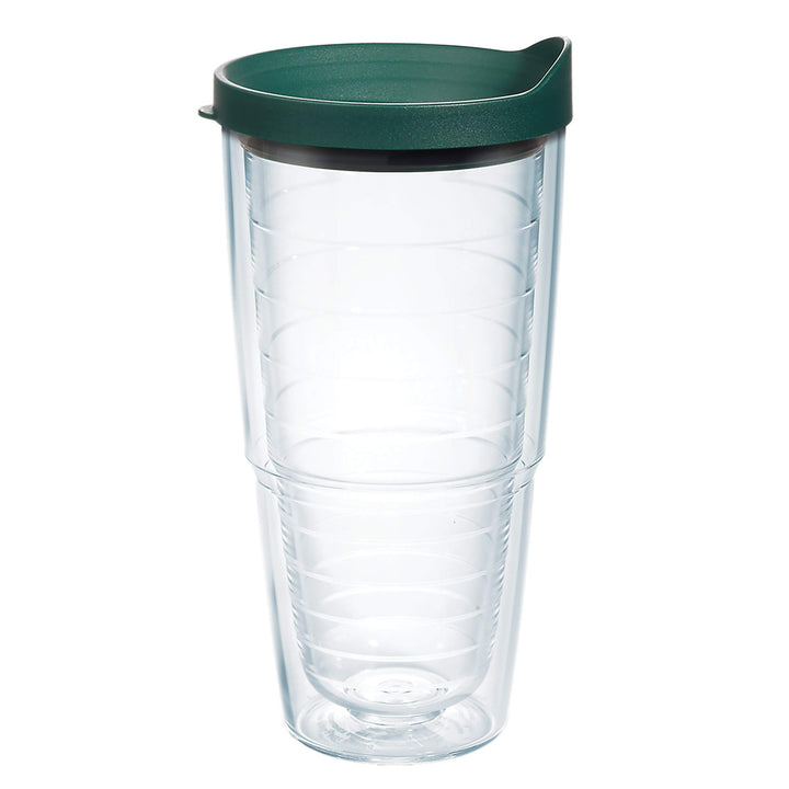 Tervis Clear & Colorful Lidded Made in USA Double Walled Insulated Tumbler Travel Cup Keeps Drinks Cold & Hot, 24oz, Hunter Green Lid