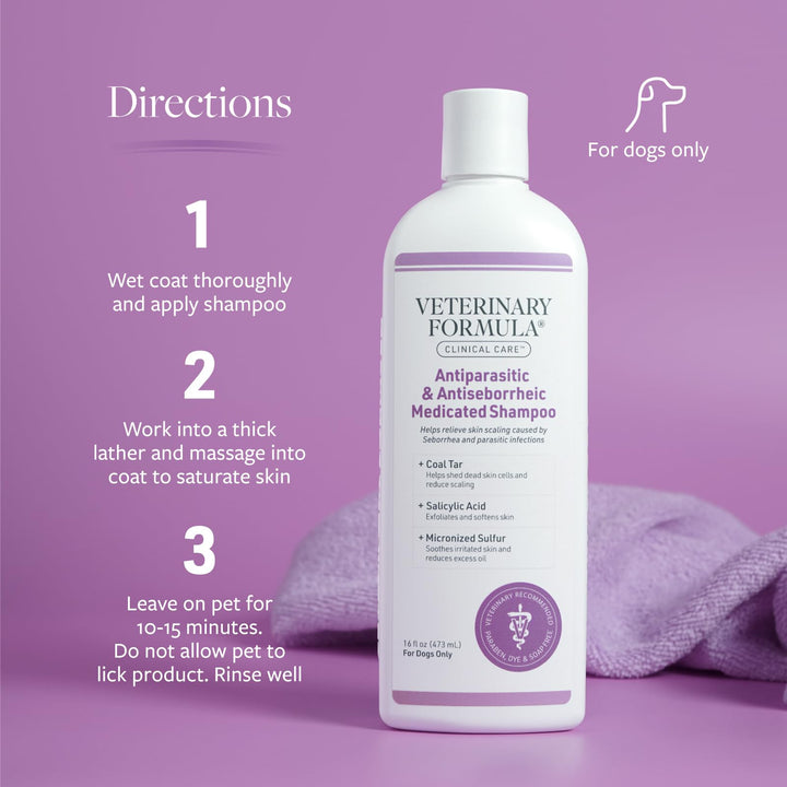 Veterinary Formula Clinical Care Antiparasitic & Antiseborrheic Medicated Dog Shampoo, 128oz – Help Alleviate Your Dog's Flaky Skin and Coat – Paraben, Dye, Soap Free 128 FL Oz Antiparasitic & Antiseborrheic Shampoo