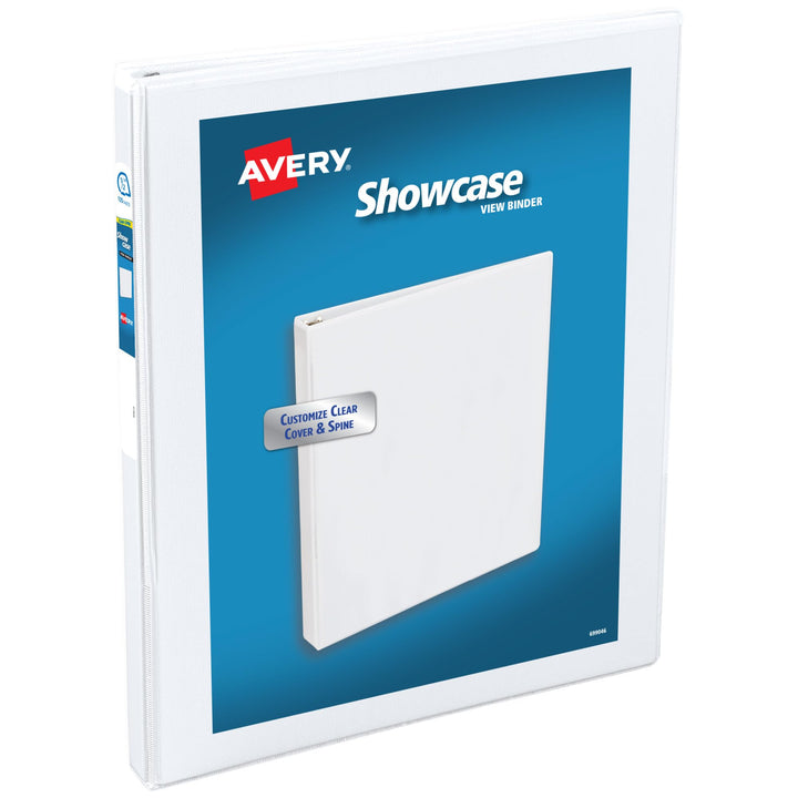 Avery Economy Showcase View 3 Ring Binder, 1/2 Inch Slant Rings, 1 White Binder (19551)