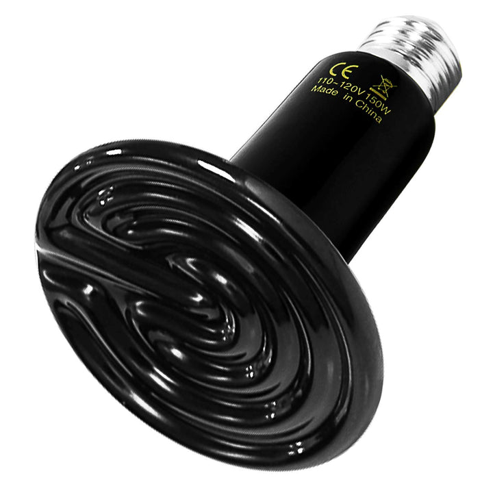 Simple Deluxe 150W Ceramic Heat Emitter Reptile Heat Lamp Bulb No Light Emitting Brooder Coop Heater for Amphibian Pet Terrarium Chameleon Lizards Snakes & Incubating Chicken Black/1-pack 1 Pack