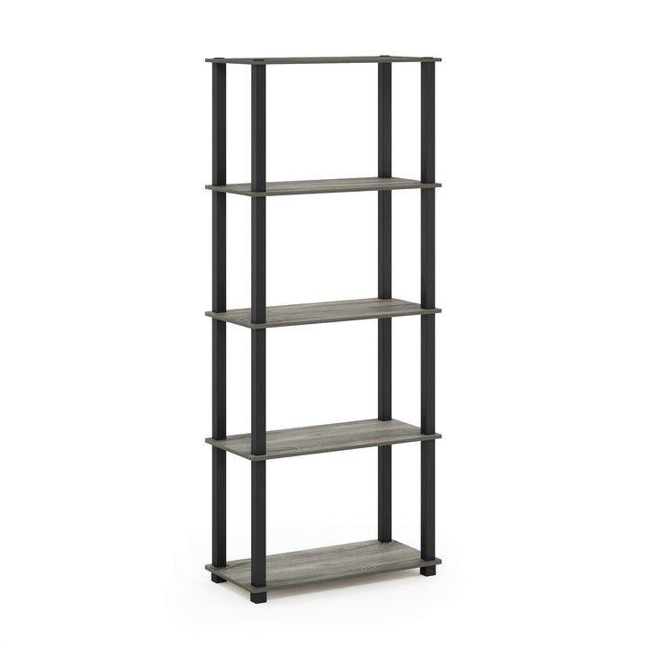 Furinno Turn-N-Tube 5-Tier Multipurpose Shelf / Display Rack / Storage Shelf / Bookshelf, Classic Tubes, Sonoma Oak/White 5-Tier Classic Tube