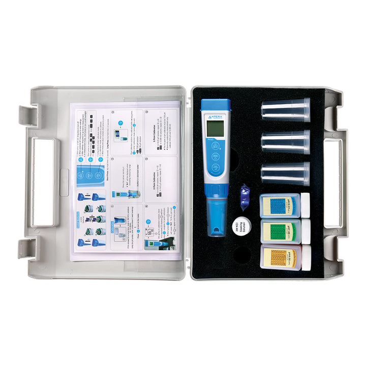 Apera Instruments AI311 Premium Series PH60 Waterproof pH Pocket Tester Kit & LLC-AI1109 8oz. pH Calibration Buffer Solution Kit Regular Glass Bulb Sensor Sensor + Solution Kit, LLC-AI1109 8oz.